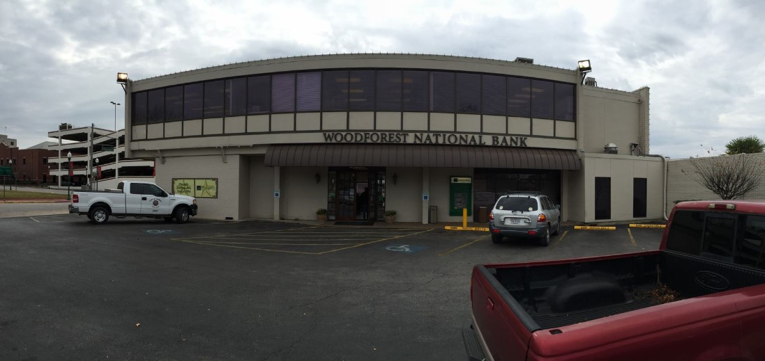 Woodforest National Bank inaugural branch in Downtown Conroe established in 1996.