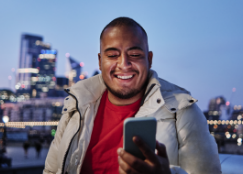 Person using biometric feature in a cellphone